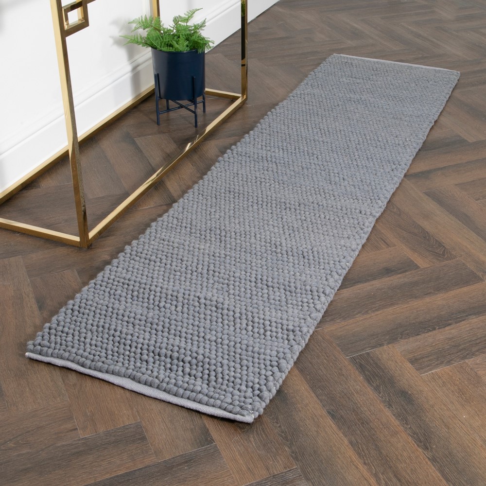 Berkeley Textured Wool Runner Rugs in Grey